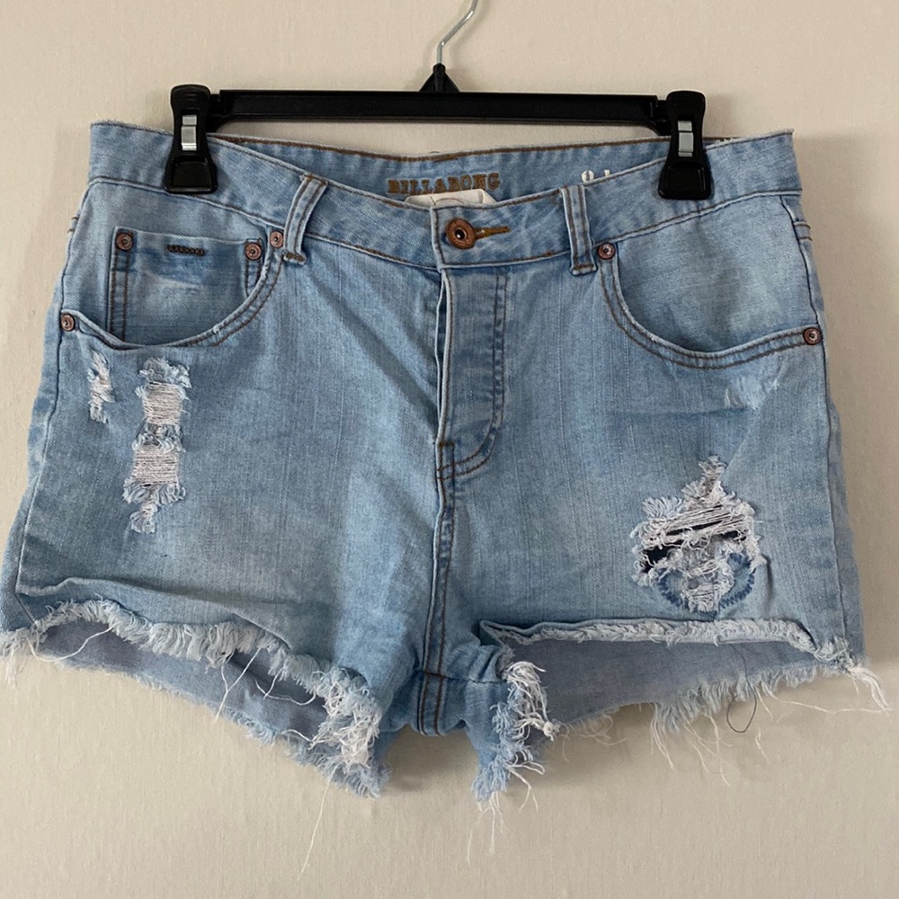 Women’s Billabong “old school” distressed shorts.